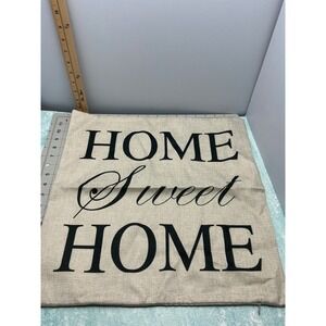Home Sweet Home Burlap Linen Throw Pillow Cover 18x18 Beige Farmhouse Decor